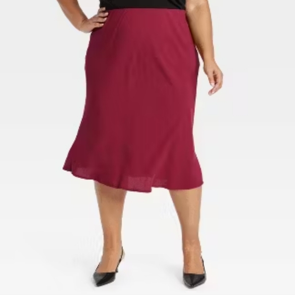NWT AVA VIV MIDI SKIRT IN BURGUNDY SIZE 2X - Picture 1 of 6